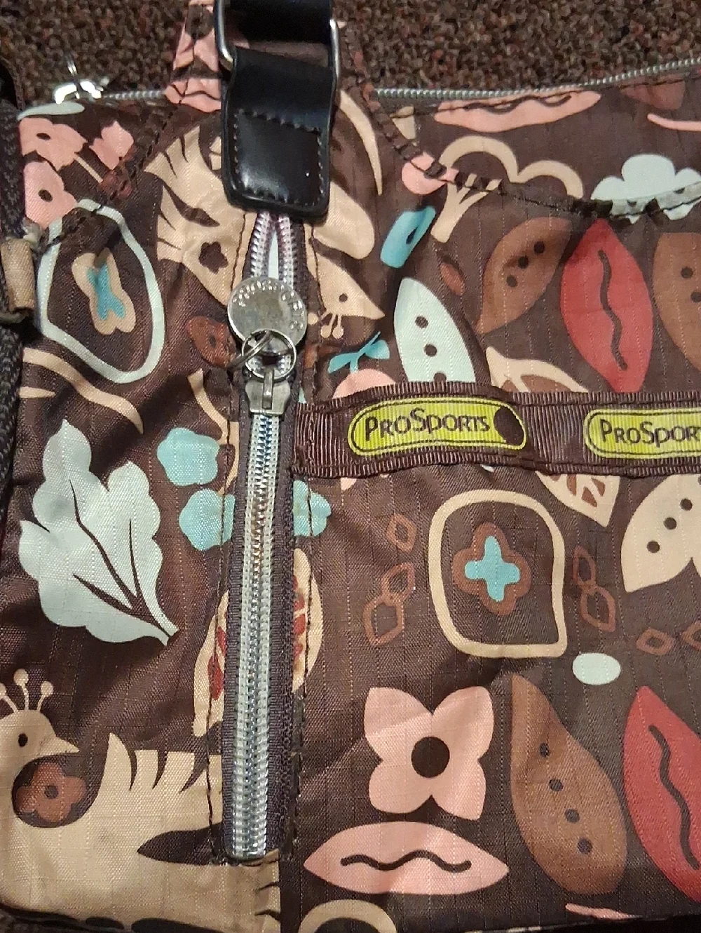 LeSportsac Brown Multicolored Floral Purse W/ Crossbody Strap